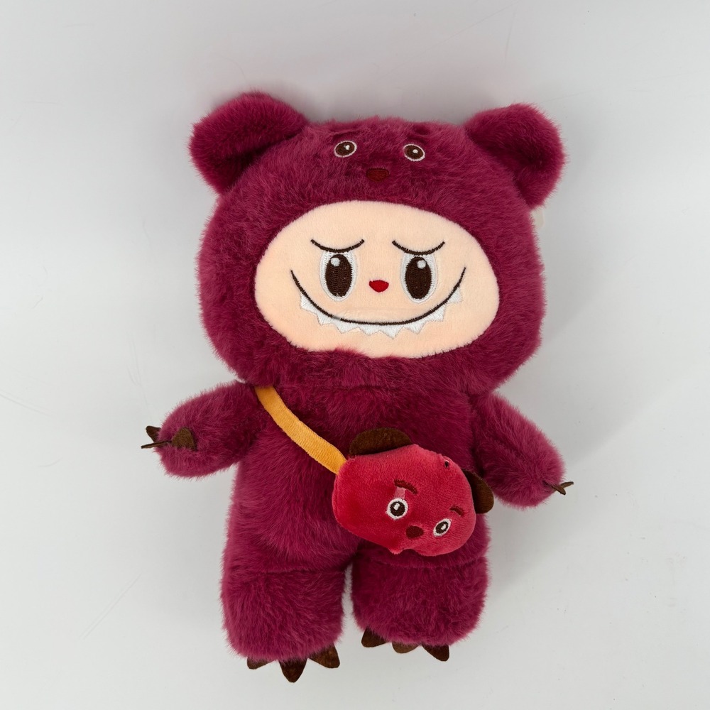 Labubu The Monsters Koko Plush Doll Maroon Purple Bear Costume Toy